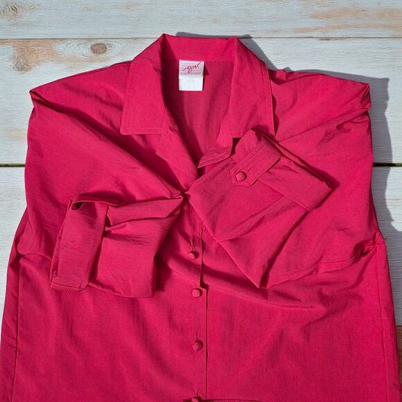 80's 90'S Red Pink Division of GRAFF Button Up Top Shirt Blouse 8 - Picture 2 of 2